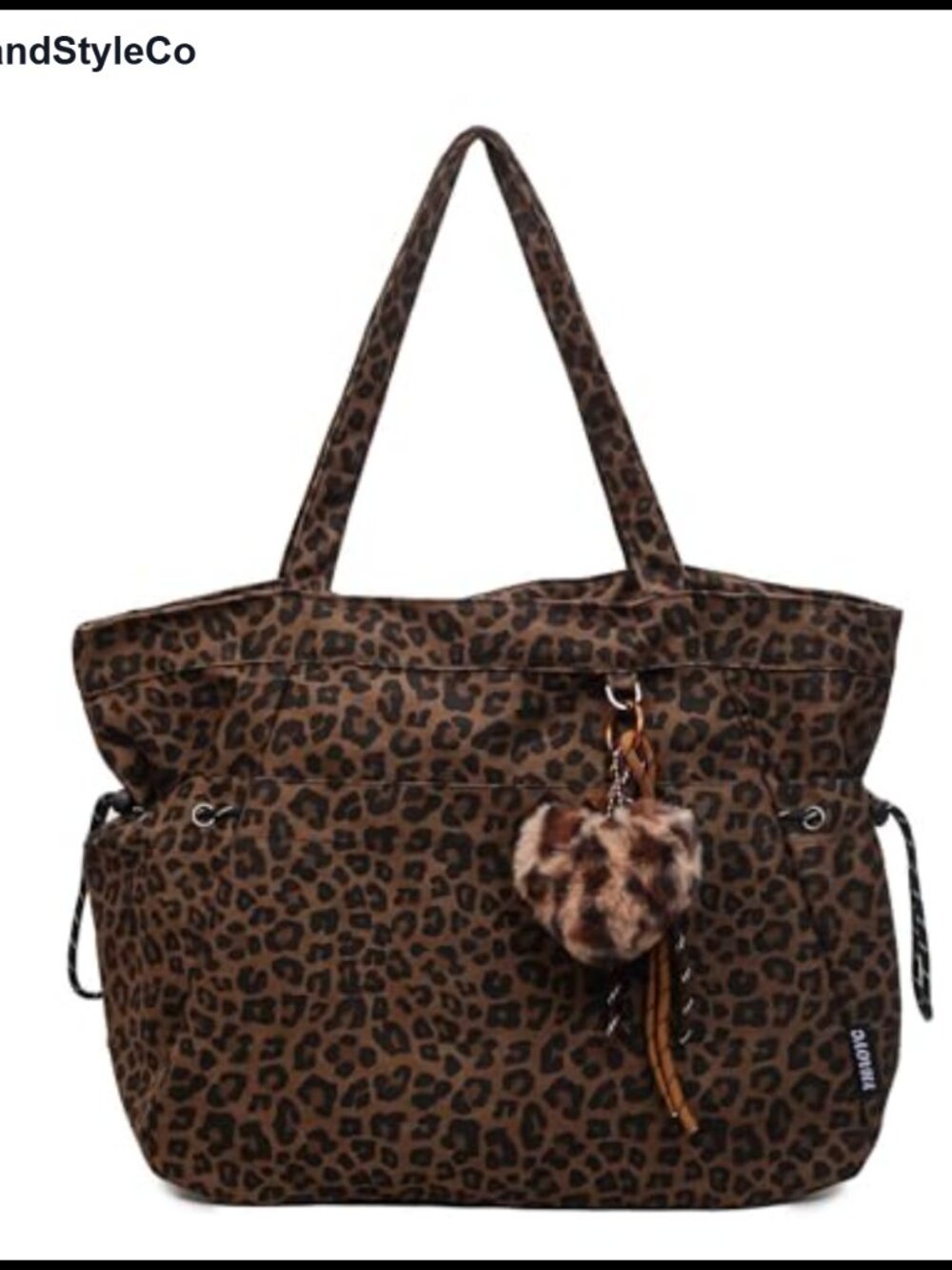 Leopard Cheetah Print Tote Bag Nylon Shoulder Purse with Zipper